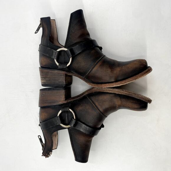 Freebird Truce brown Leather Buckle Distressed Booties - Picture 9 of 10
